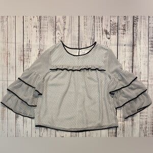 14th & Union Black and White Ruffle sleeve Blouse Sz. M